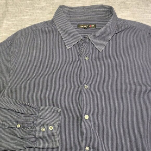 John Varvatos LS Shirt Size XXL Blue Striped Cotton Long Sleeve Button Down Mens - Picture 2 of 10